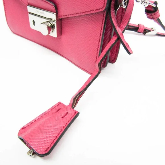 PRADA Pink Leather Saffiano Shoulder Bag